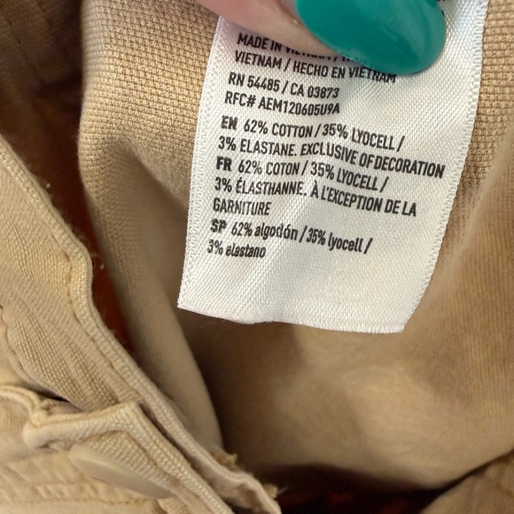 American Eagle Outfitters Women’s Khaki Cargo Pants w/partial elastic waist Sz14 - Picture 7 of 8